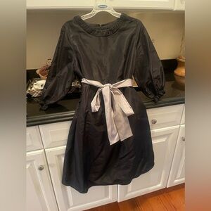 Thread Social Black Silk Dress w/ Silver sash